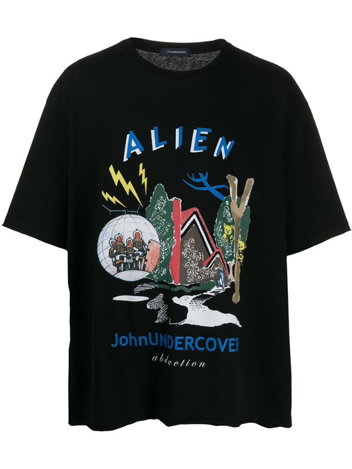 Johnundercover Logo Graphic Print T-shirt - Black