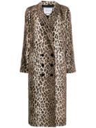 Redemption Leopard Print Double Breasted Coat - Brown