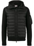 Moncler Black Down Filled Jacket With Knitted Sleeves