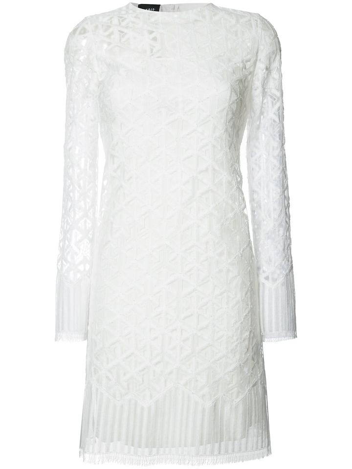 Akris Embroidered Dress, Women's, Size: 8, White, Silk/cotton/polyimide