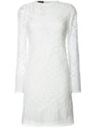 Akris Embroidered Dress, Women's, Size: 8, White, Silk/cotton/polyimide