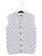 Armani Junior Patterned Knit Vest, Boy's, Size: 12 Yrs, Grey