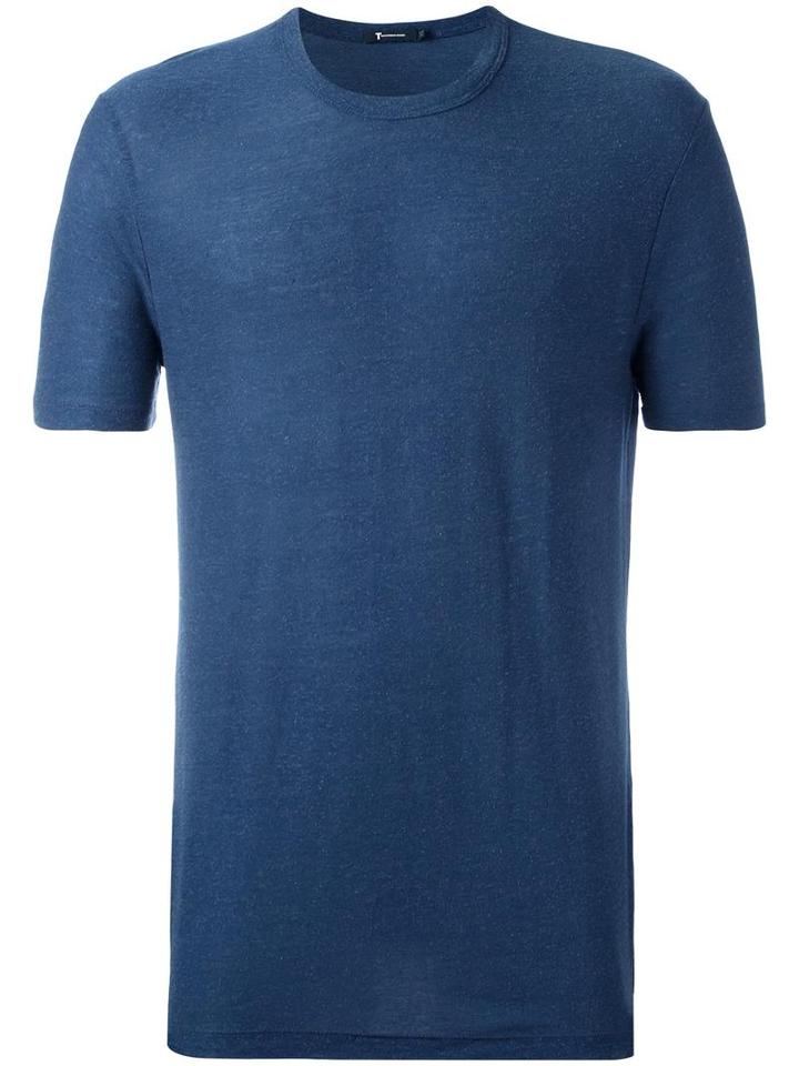 T By Alexander Wang Round Neck T-shirt, Men's, Size: Medium, Blue, Silk/rayon
