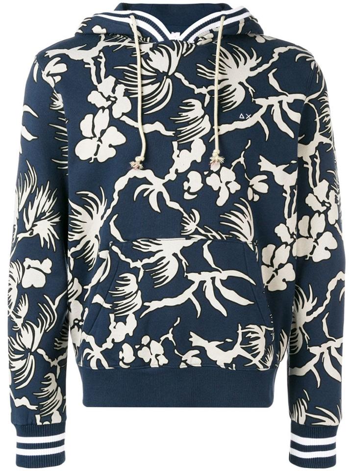 Sun 68 Floral Print Hoodie - Blue