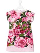 Dolce & Gabbana Kids - Rose Print Dress - Kids - Cotton/viscose - 5 Yrs, Toddler Girl's, Pink/purple