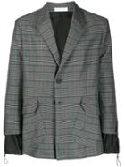 Delada Layered Plaid Blazer - Grey