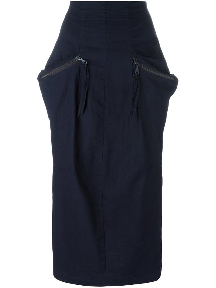 Rundholz Pocket Detail Fitted Skirt, Women's, Size: Xs, Blue, Linen/flax/cotton/polyamide/spandex/elastane