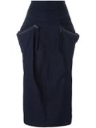 Rundholz Pocket Detail Fitted Skirt, Women's, Size: Xs, Blue, Linen/flax/cotton/polyamide/spandex/elastane