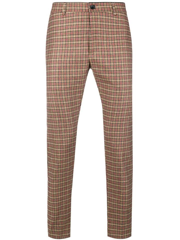 Department 5 Checked Slim-fit Trousers - Neutrals
