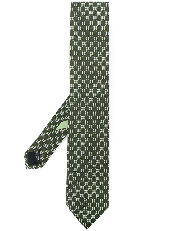 Salvatore Ferragamo Cat Print Necktie - Green