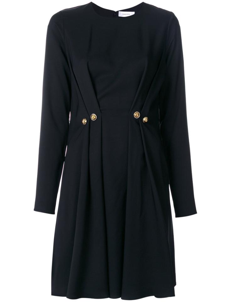 Carven Pleated Button Dress - Black