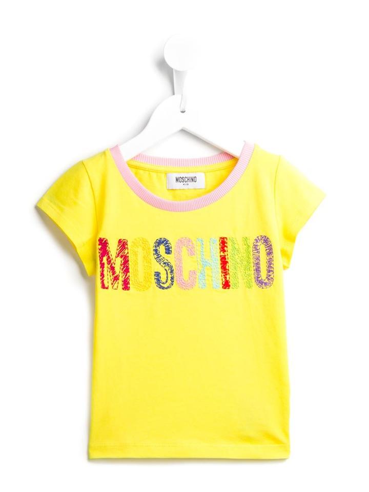 Moschino Kids Embroidered Logo T-shirt, Girl's, Size: 10 Yrs, Yellow/orange