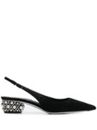 René Caovilla Crystal Embellished Ballerina Shoes - Black