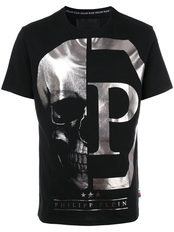 Philipp Plein Skull Logo Printed T-shirt - Black