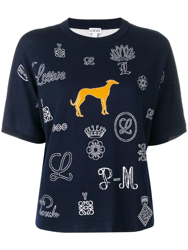Loewe Logo Intarsia Knit Top - Blue