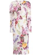 Dolce & Gabbana Floral Print Lace Pencil Dress - Pink