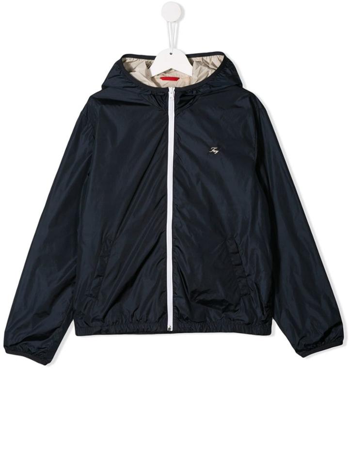 Fay Kids Logo Rain Jacket - Blue