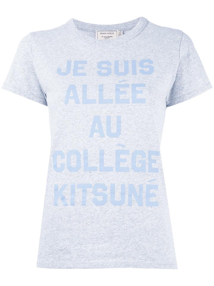 Maison Kitsuné Slogan Print T-shirt, Women's, Size: Small, Grey, Cotton