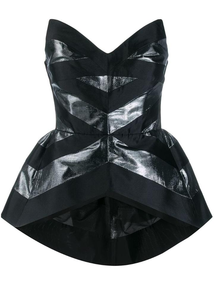 Maria Lucia Hohan Peplum Contrast Strapless Top - Black