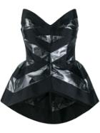 Maria Lucia Hohan Peplum Contrast Strapless Top - Black