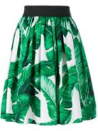 Dolce & Gabbana Banana Leaf Print Skirt, Women's, Size: 40, Green, Cotton