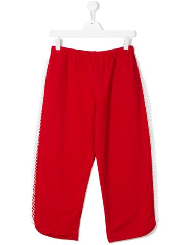 No21 Kids Netted Detail Track Pants - Red