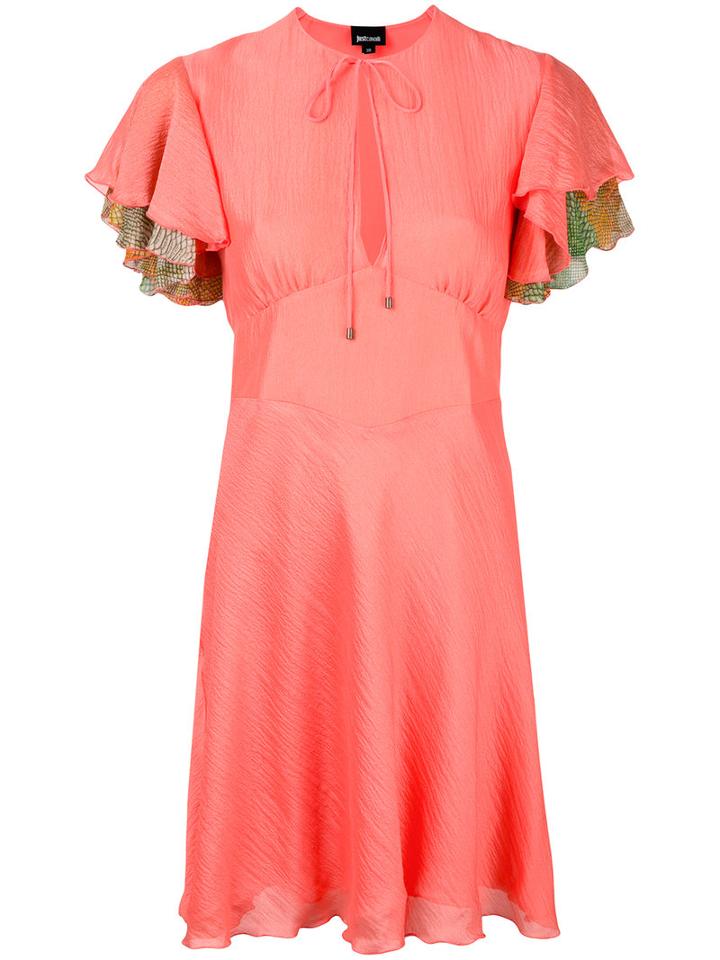Just Cavalli Flared Dress, Women's, Size: 38, Yellow/orange, Silk/viscose/polyester