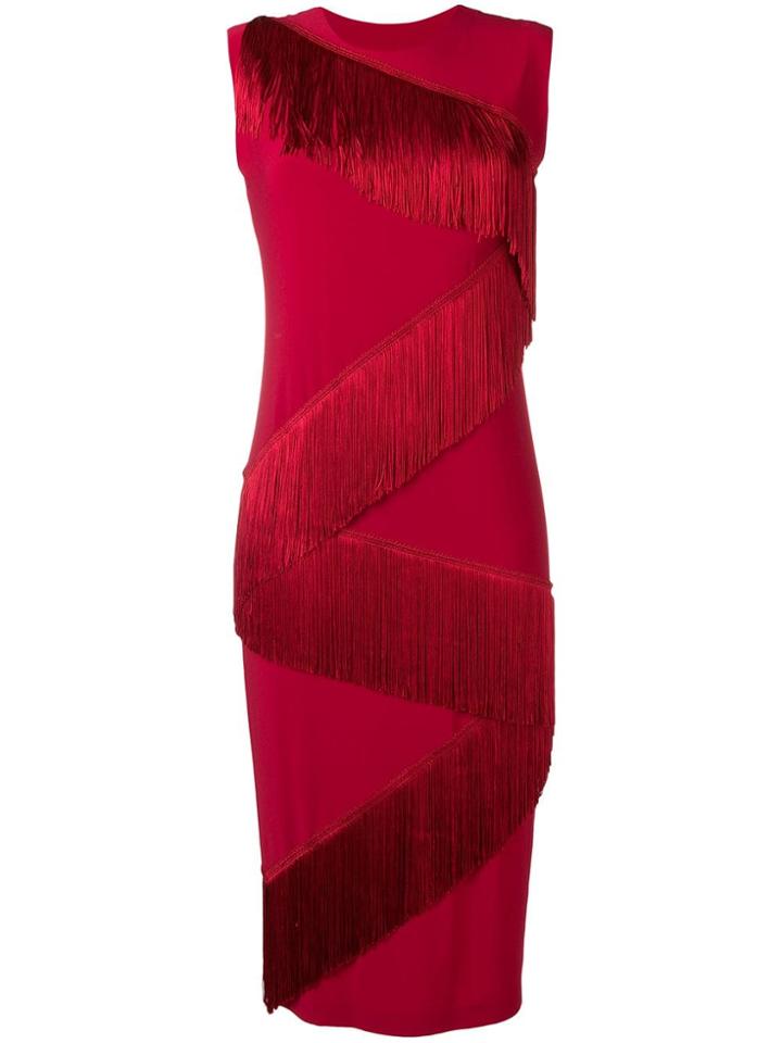 Norma Kamali Zig-zag Fringed Dress - Red