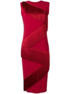 Norma Kamali Zig-zag Fringed Dress - Red