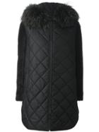 Yves Salomon Quilted Fur Trimmed Coat