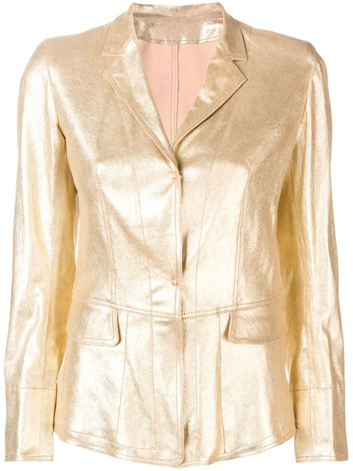 Sylvie Schimmel Metallic Leather Jacket - Gold