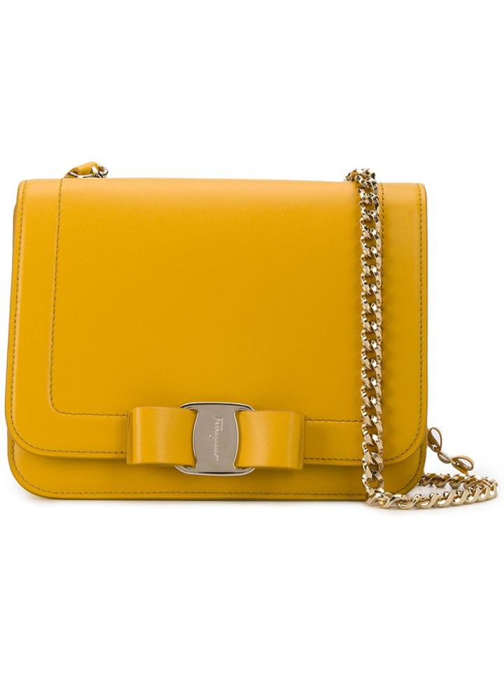 Salvatore Ferragamo Vara Bow Flap Bag - Yellow