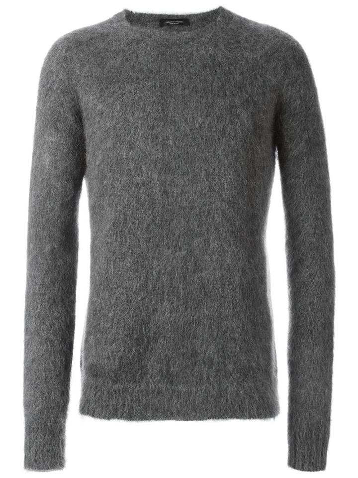 Roberto Collina Textured Sweater, Men's, Size: 54, Grey, Nylon/mohair/wool