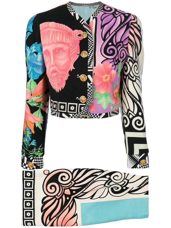 Versace Vintage Printed Skirt Suit - Multicolour