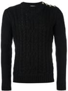 Balmain Cable Knit Jumper, Men's, Size: Small, Black, Cotton/polyamide/mohair/wool