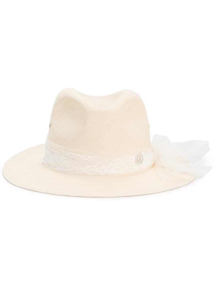 Maison Michel Straw Henrietta Fedora Hat - Nude & Neutrals
