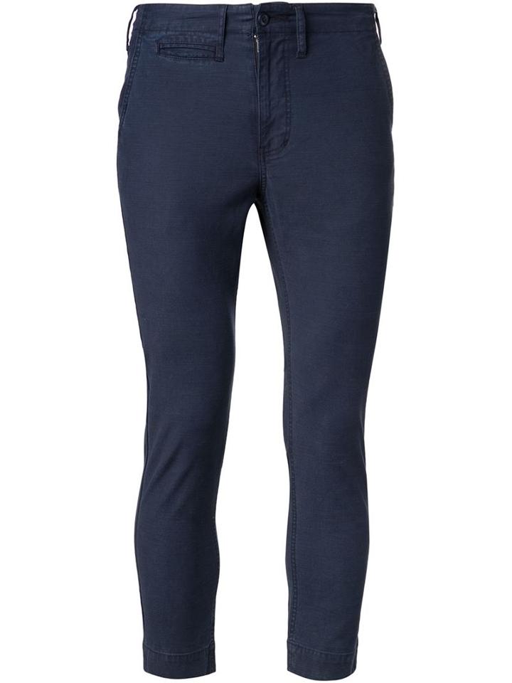 Fadeless Cropped Trousers, Men's, Size: 34, Blue, Cotton/polyurethane