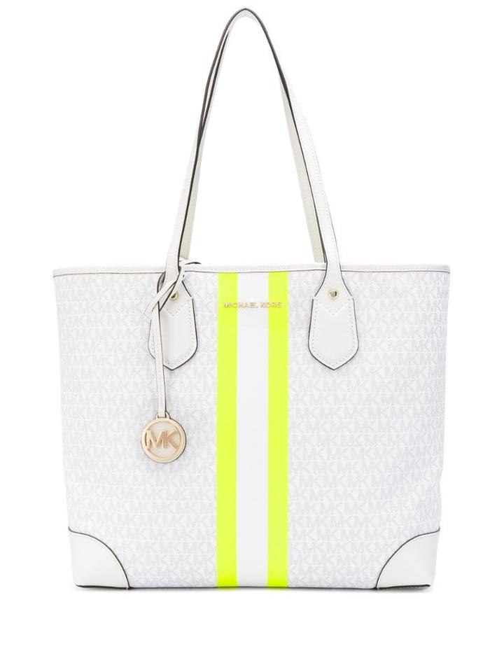 Michael Michael Kors Eva Neon Stripe Tote - White