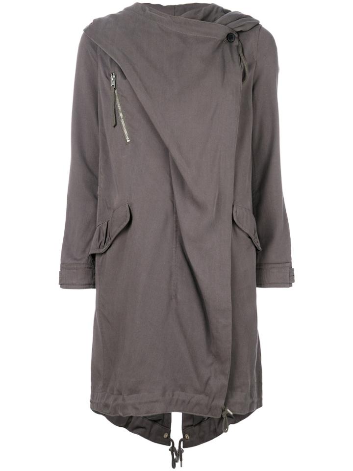 All Saints Asymmetric Parka Coat - Grey