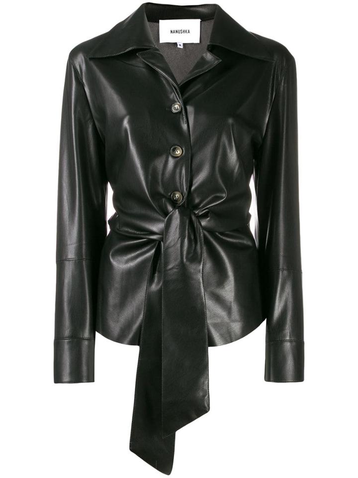 Nanushka Tied Front Overshirt Jacket - Black