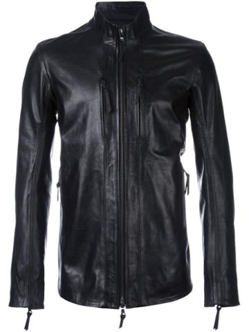 11 By Boris Bidjan Saberi High Neck Zipped Jacket, Men's, Size: Small, Black, Leather/cotton/spandex/elastane
