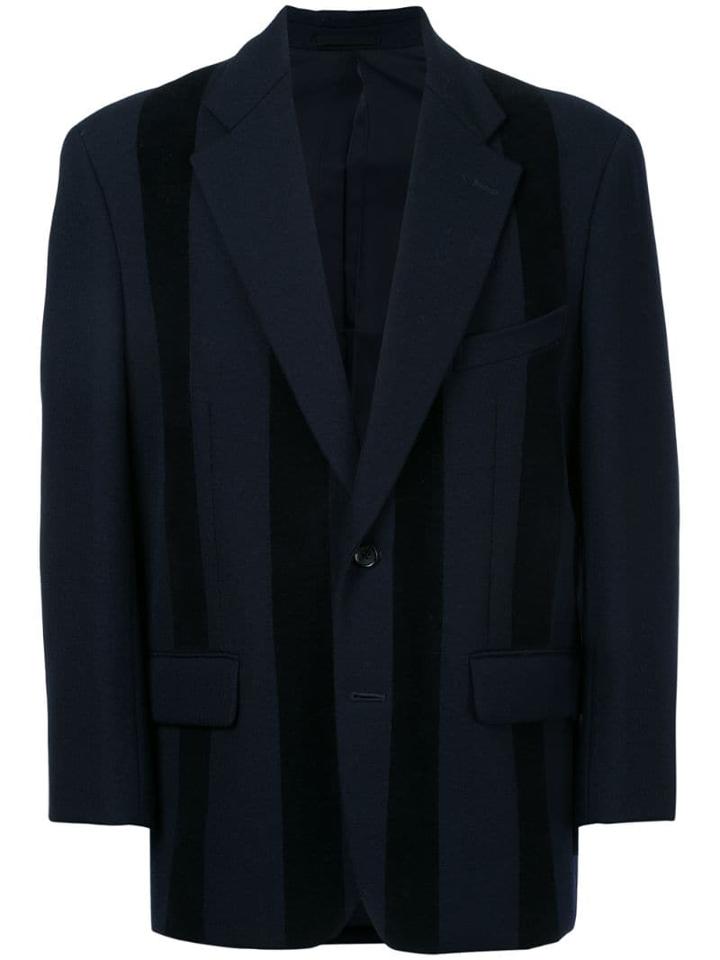 Comme Des Garçons Pre-owned Flocked Stripe Jacket - Blue