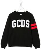 Gcds Kids Teen Logo Embroidered T-shirt - Black