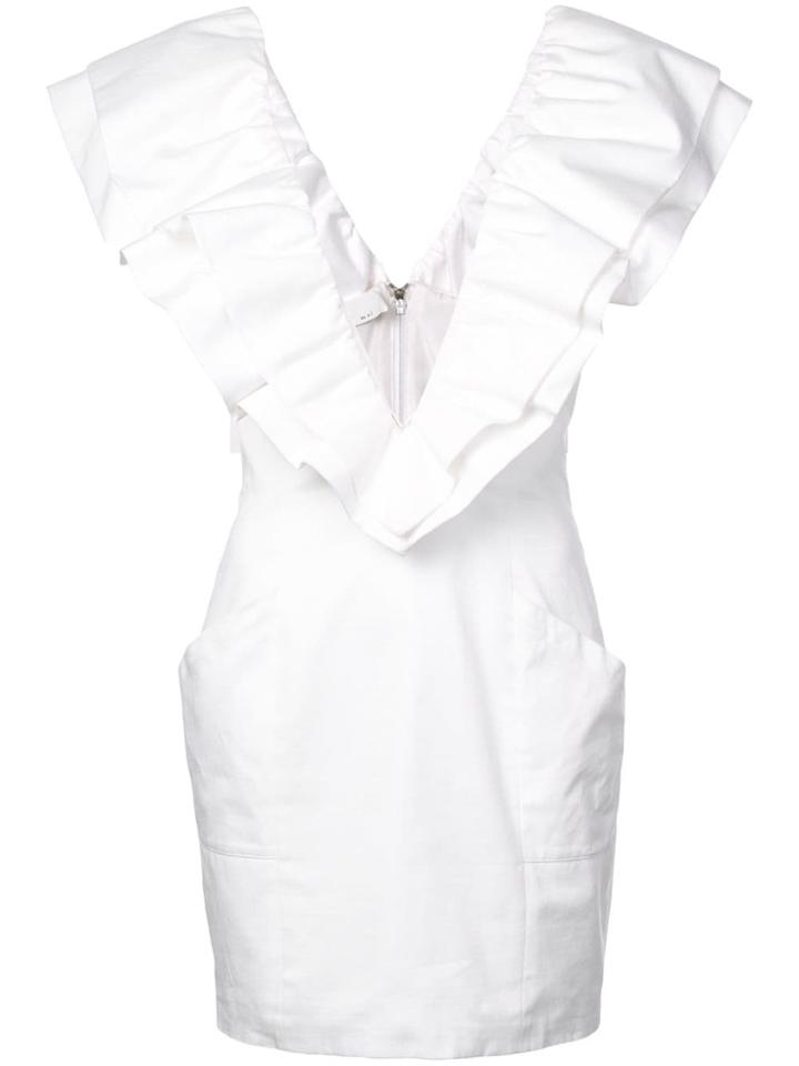 Fleur Du Mal Deep V Ruffle Dress - White