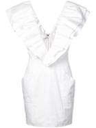 Fleur Du Mal Deep V Ruffle Dress - White