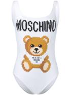 Moschino Logo Toy Bear Swimsuit - White