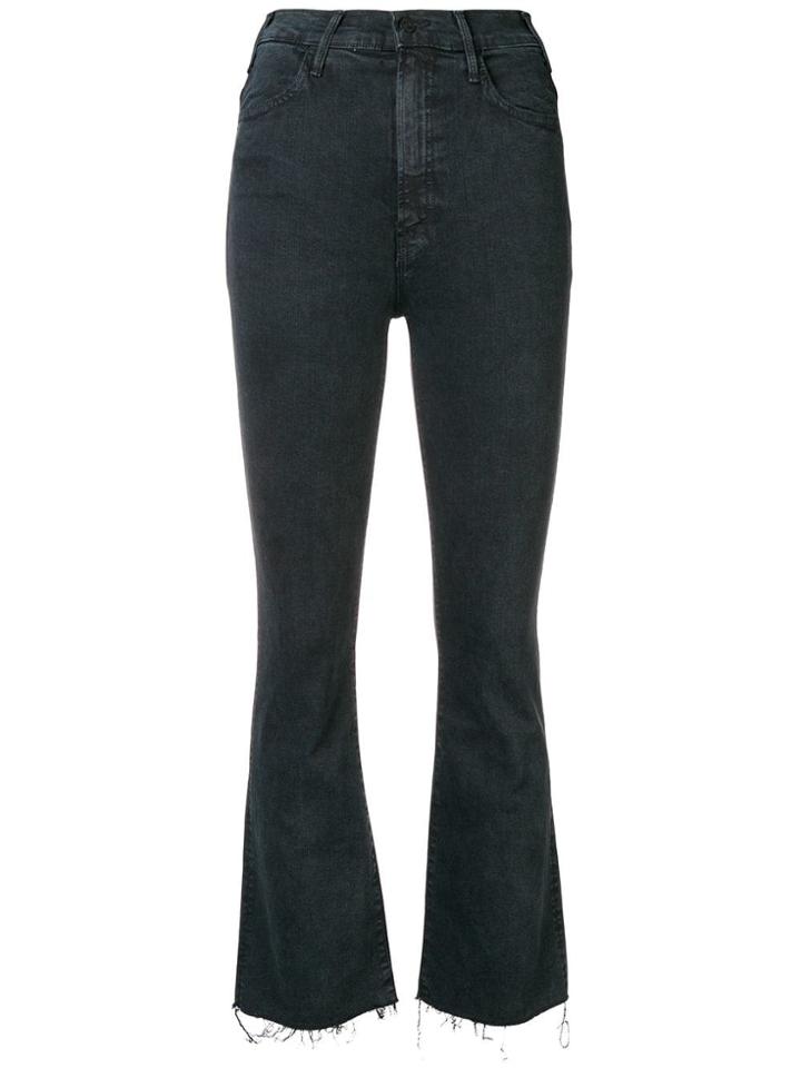 Mother Frayed Cropped Jeans - Black