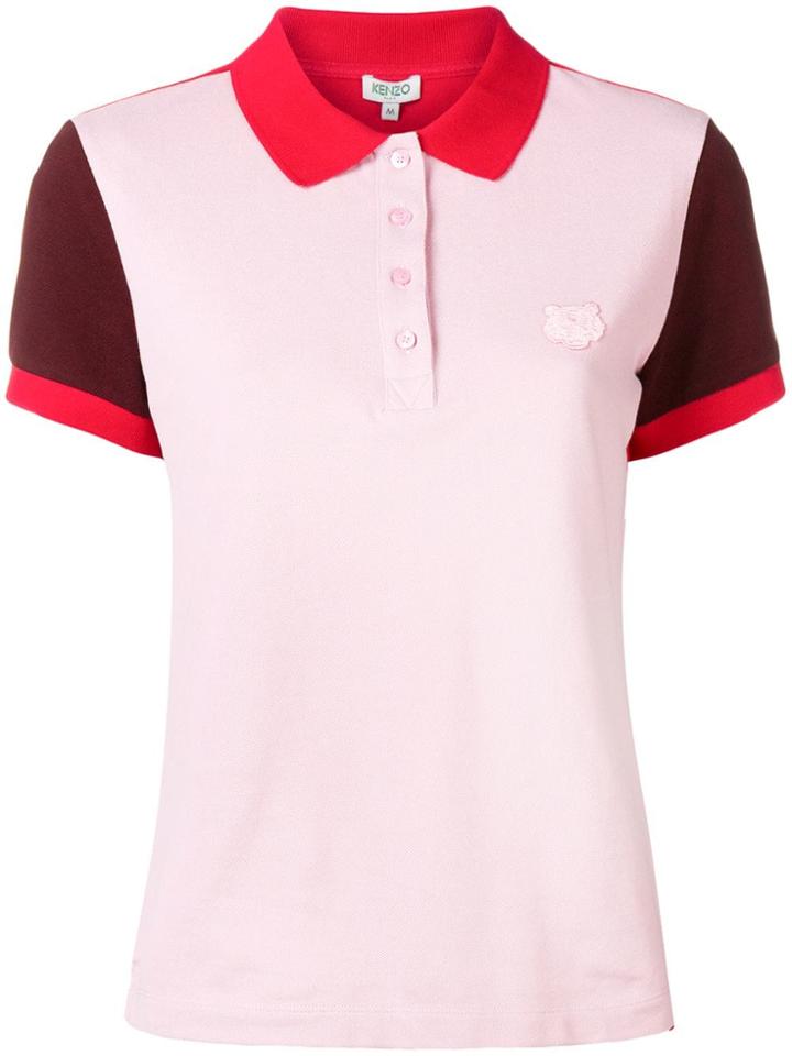Kenzo Embroidered Tiger Logo Polo Shirt - Pink & Purple