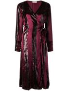 Black Coral Striped Wrap Dress - Red