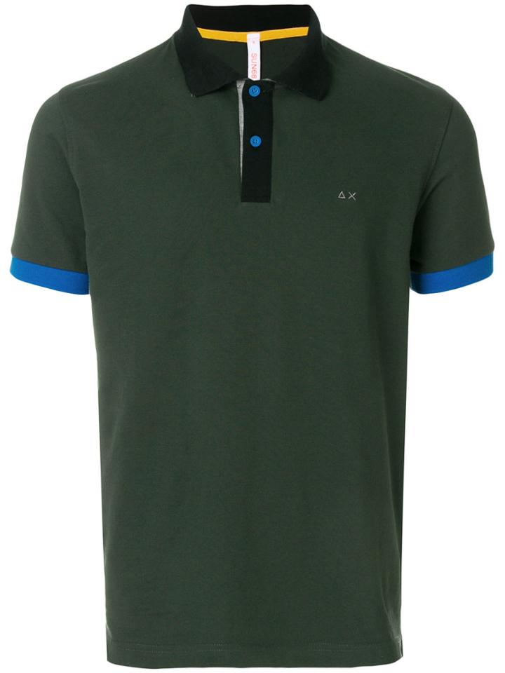 Sun 68 Contrast Sleeve Polo Shirt - Green